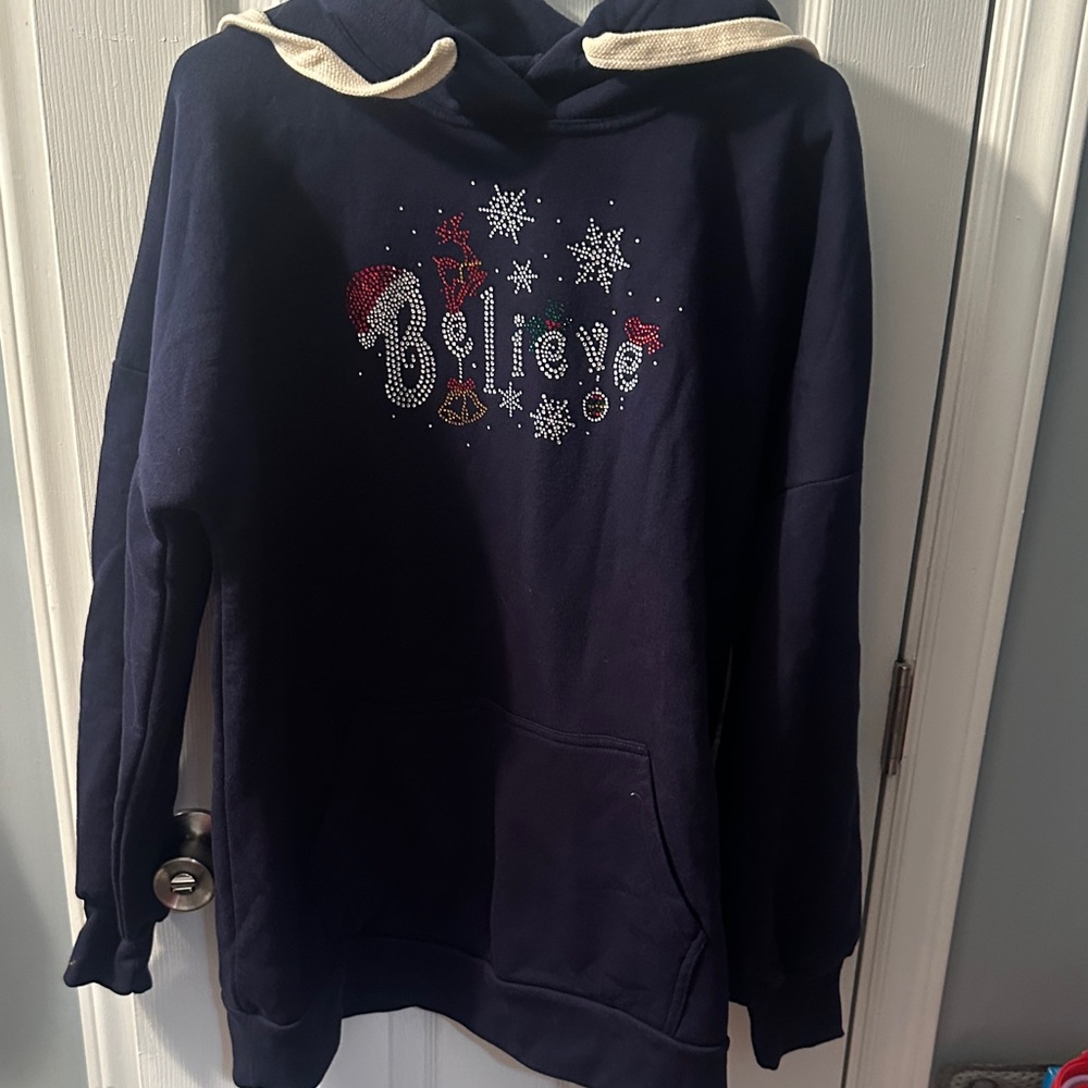 Zenana Outfitters Dark Blue Christmas Hoodie
